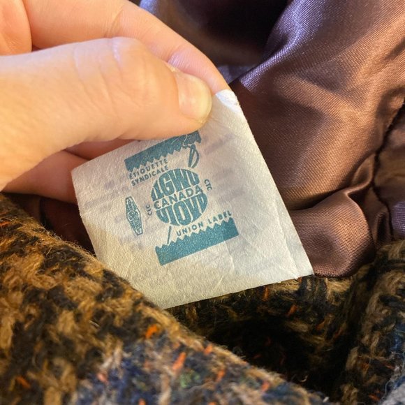 Vintage 1970s Brown Tweed Wool Blend Tench Coat - Picture 4 of 4